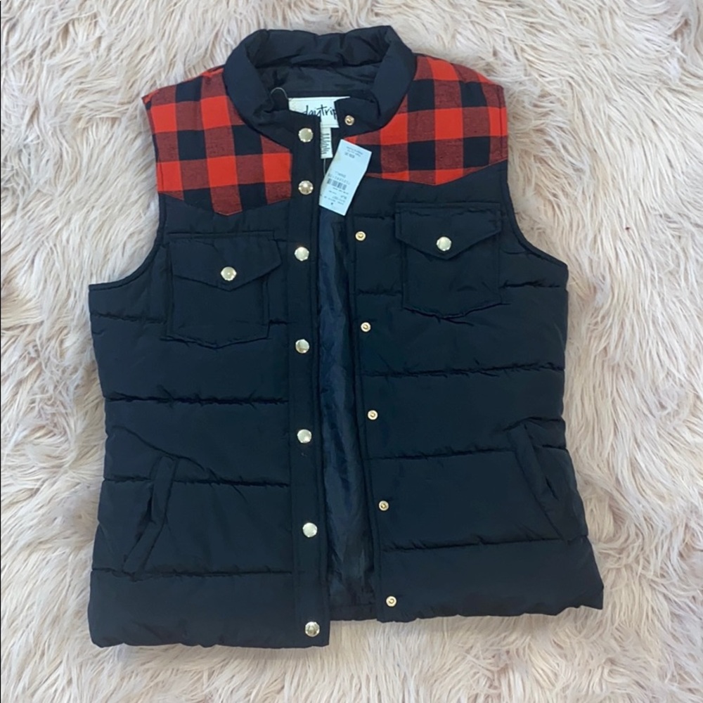Buffalo check puffy vest